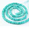 Beads, amazonite (natural), 5.5-6mm smooth wheel A grade, Mohs hardness 6 to 6.5. Sold per 16-inch strand 1011 Amazonite, is also known as Amazon stone and it is known for semi-opaque blue-green color shades. It is Formed from a variety of microcline feldspar, amazonite can also range from light green to greenish blue to deep blue-green shade. It may include milky white and tan cloudiness or streaking.